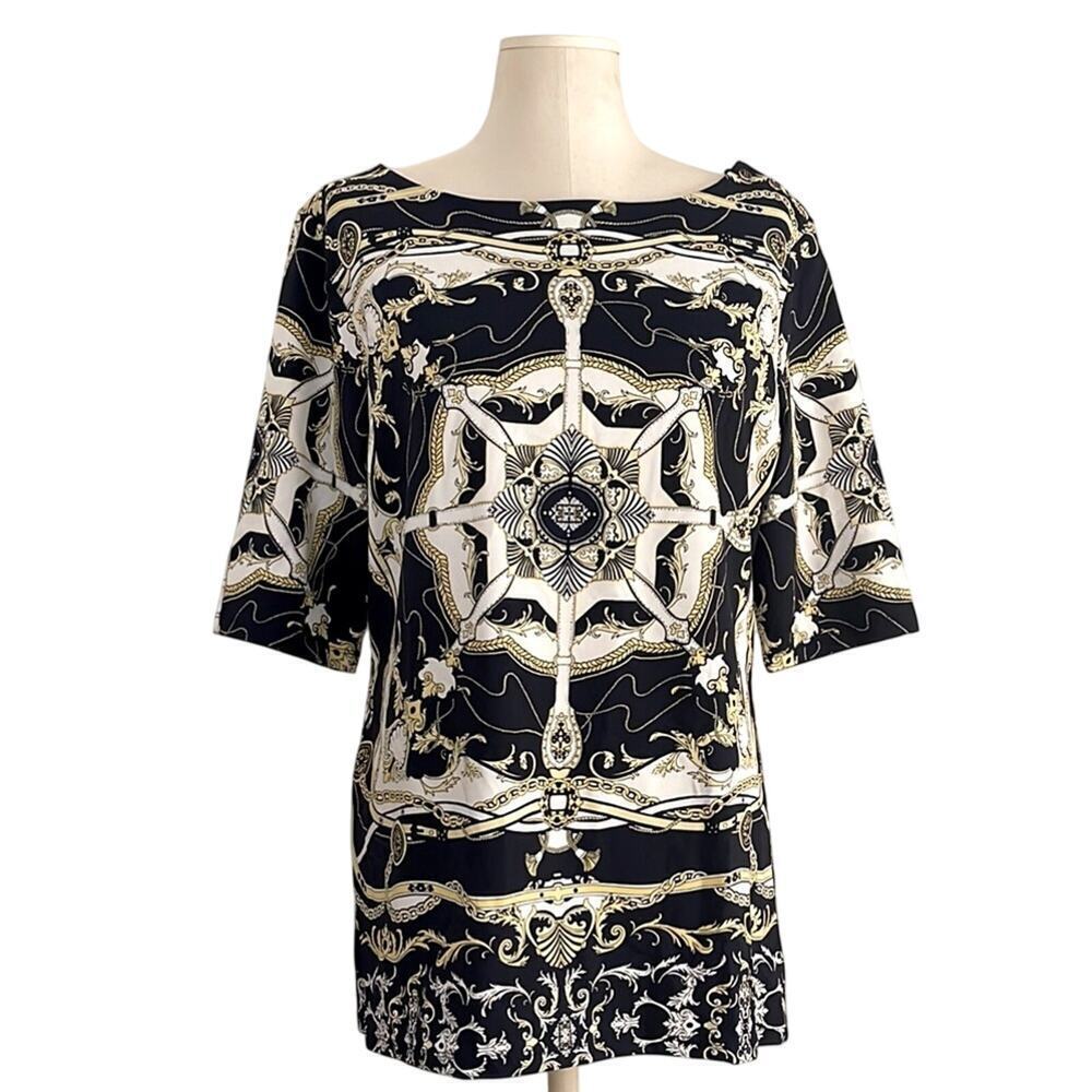 NWT Charter Brand Club Black Gold Chaim Print | Size XL